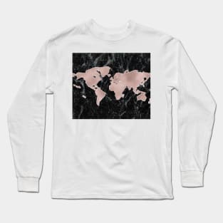 Wanderlust marble - rose gold and striking black Long Sleeve T-Shirt